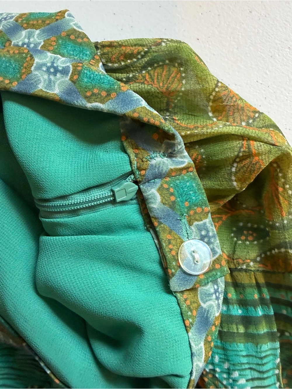 Vintage Boho Sequin Tiered Midi Maxi Skirt Size Medium Green Blue Festival Fairy - Picture 7 of 11